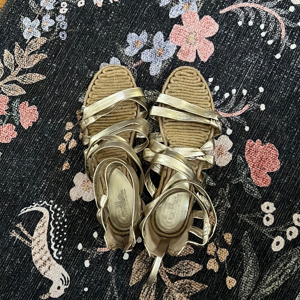Belle by Sigerson Morrison gold leather espadrilles